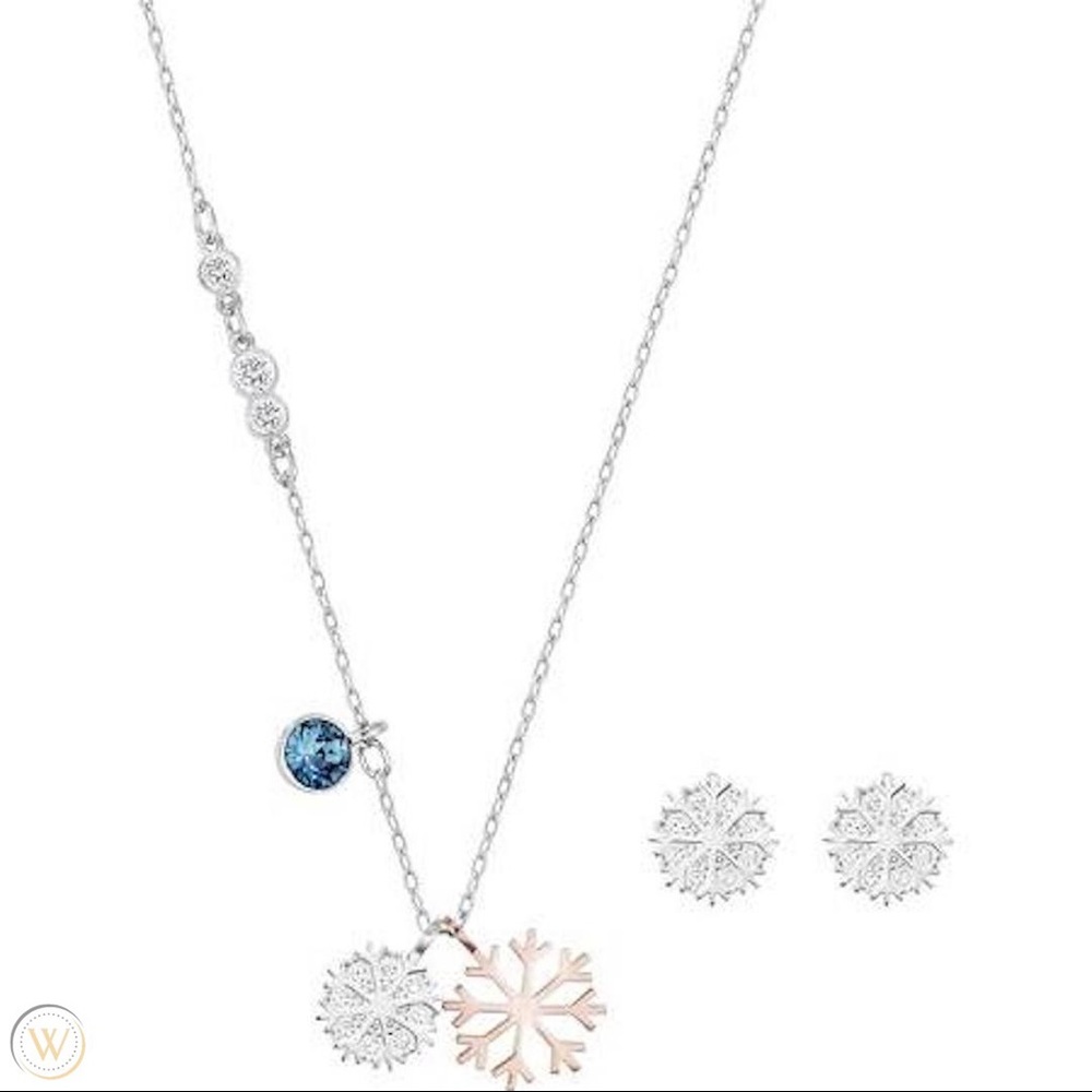 Swarovski Snowflake Necklace + earrings